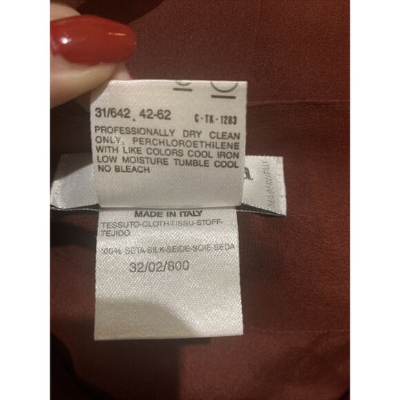 Max‎ Mara pura seta button down Silk brown Top 8 - Picture 3 of 4